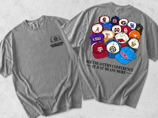 Comfort Colors SEC Hats Shirt - It Just Means More - Youth and Adult Sizes