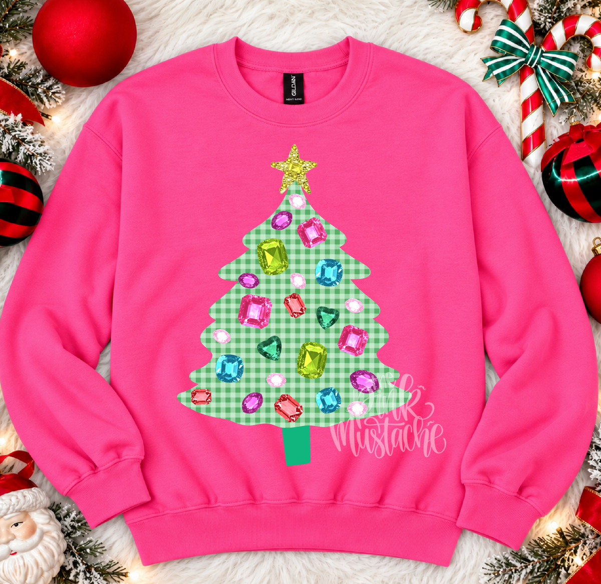 Mommy and Me Gildan or Bella Faux Jeweled Christmas Tree Sweatshirt/  Youth, and Adult Sizes/Holiday Sweatshirts
