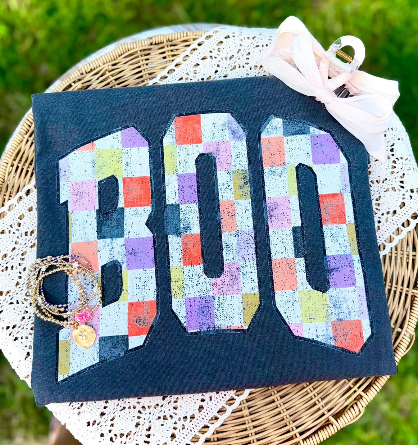 Comfort Colors Boo Checkered Shirt/ Halloween Shirt/ Youth and Adult Sizes