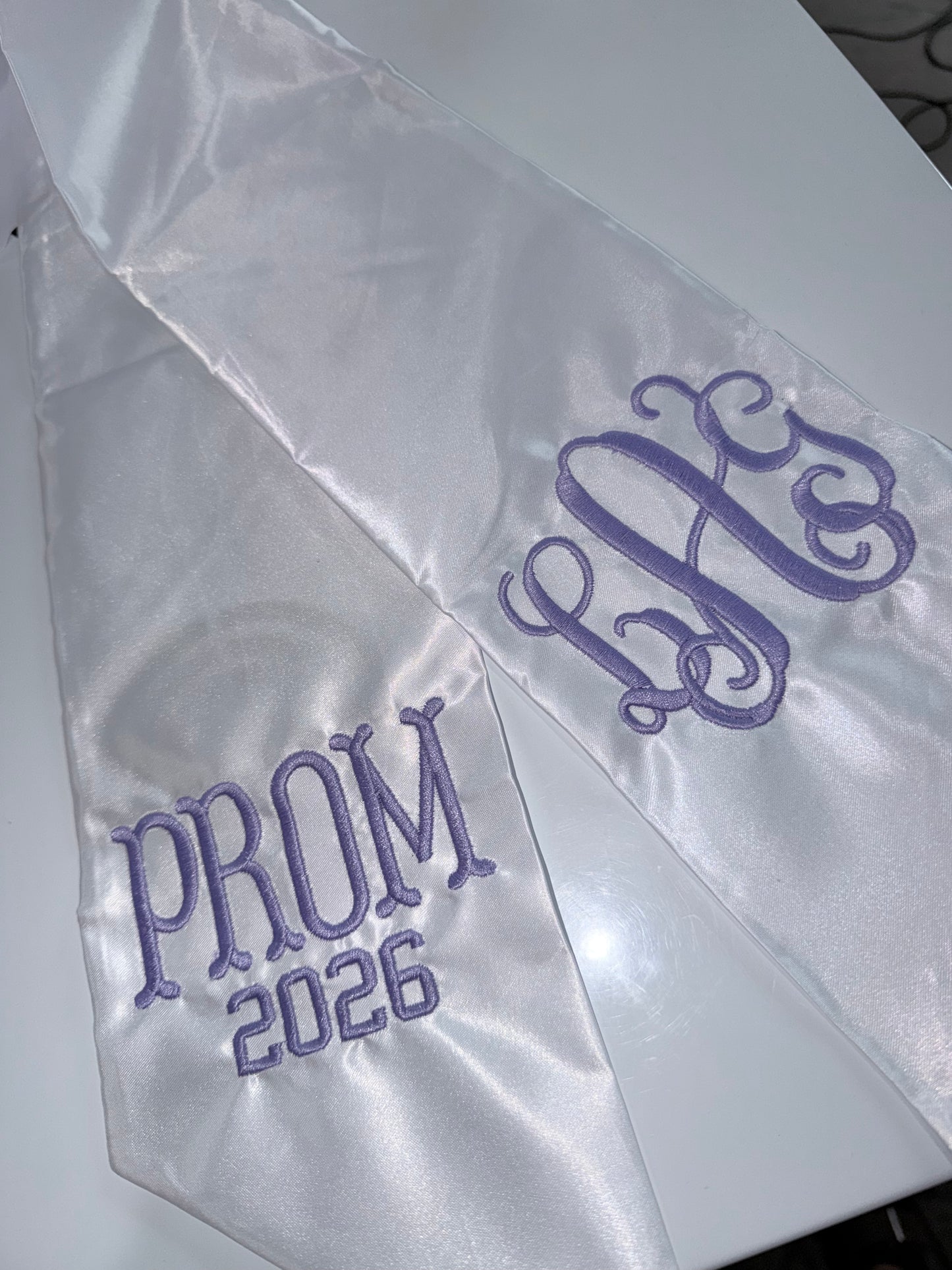 Embroidered Prom or Formal Sash for Bouquet