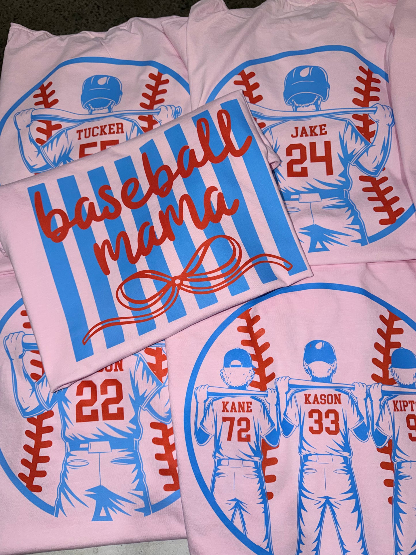 Comfort Colors Baseball Mom/Mimi Personalized Front and Back Shirts