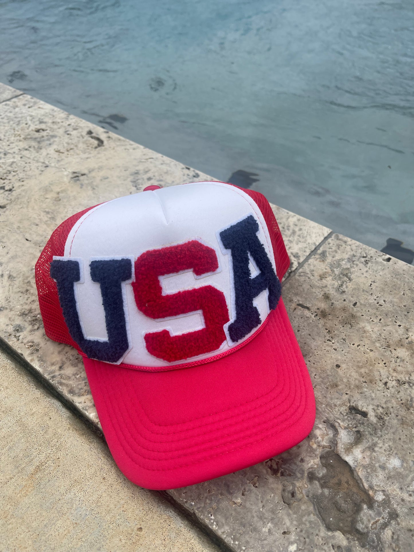 USA Cheneille Overiszed Patch Hat