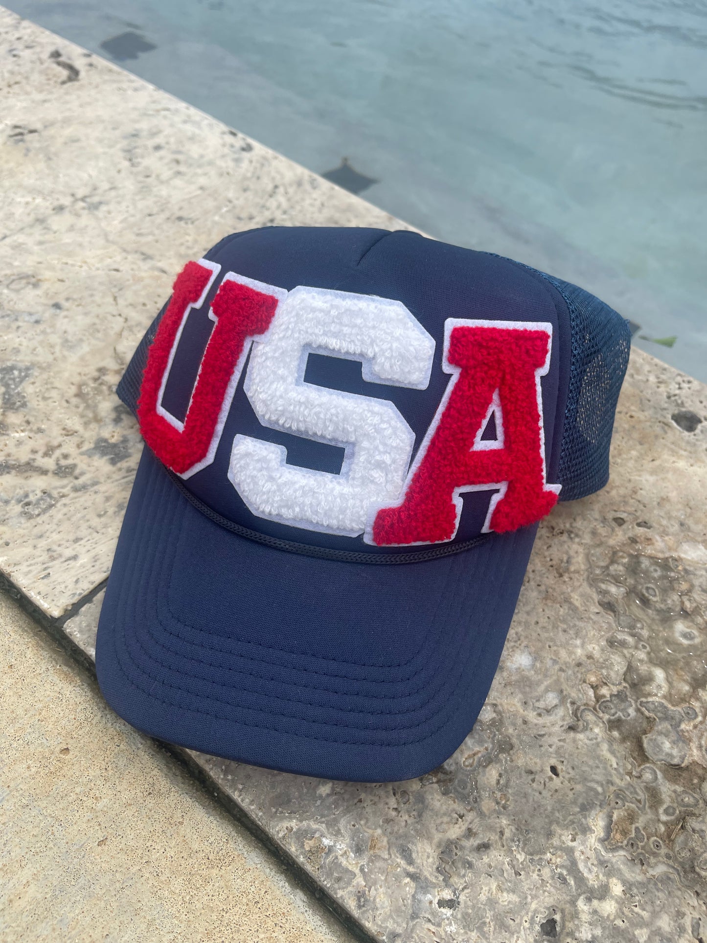 USA Cheneille Overiszed Patch Hat