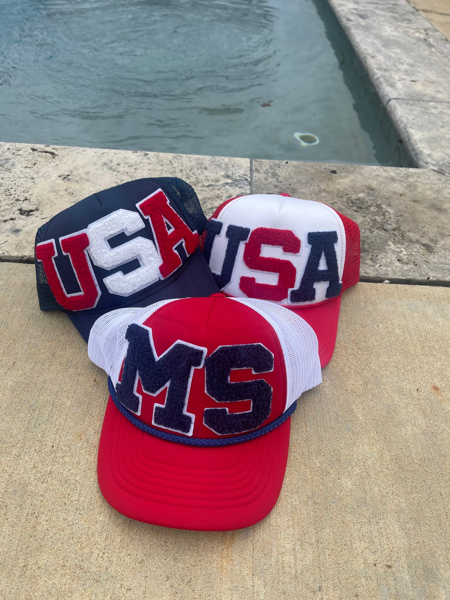 USA Cheneille Overiszed Patch Hat