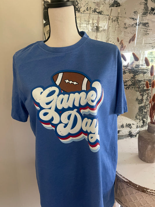 Blue Bella Soft Style Game Day Tee -Unisex Adult Sized Sports Shirt/ Football Mom Tee