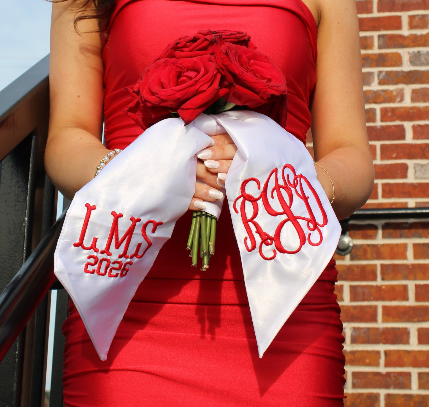Embroidered Prom or Formal Sash for Bouquet