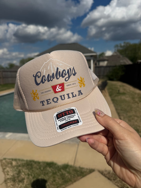 Cowboys and Tequila Western Trucker Hat/ Vacation Hat/ Concert Hat