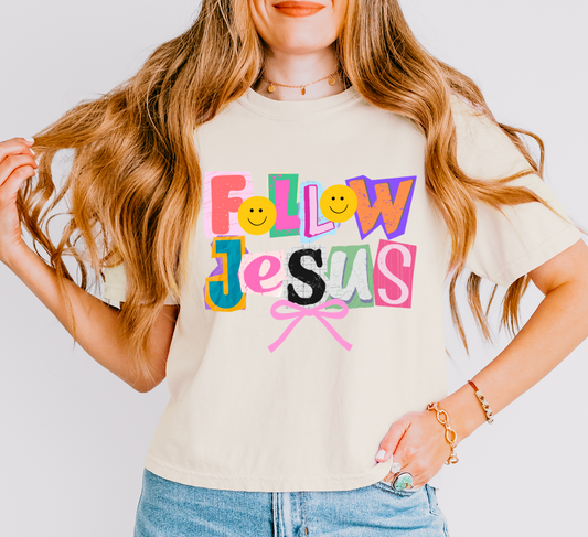 Follow Jesus Smiley Boxy Crop