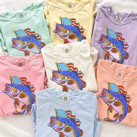 250 Years Drop - Comfort Colors USA Fish Bass Shirt/ Youth and Adult Sizes