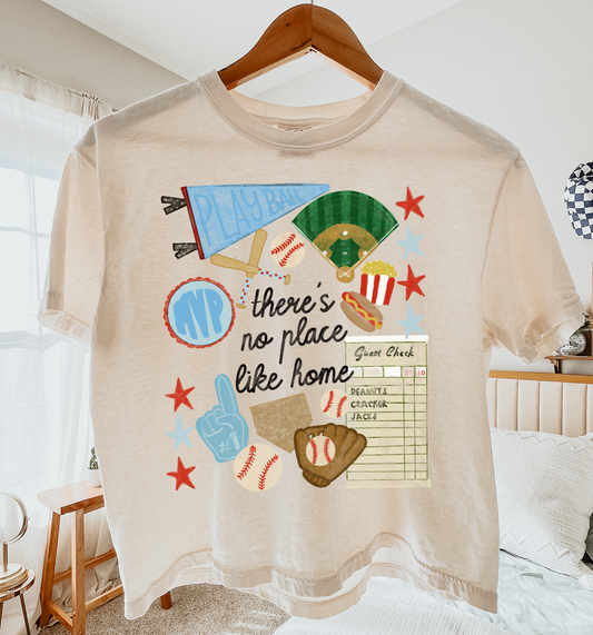 Cropped There's No Place Like Home Baseball Cropped Tee /  Adult Sizes /Funny Baseball Tees