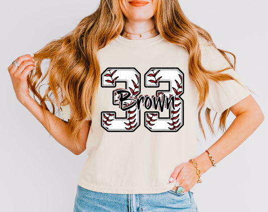 CROPPED Custom Comfort Colors Number Vintage Baseball Crop Tee - Baseball Mom Shirt with Number