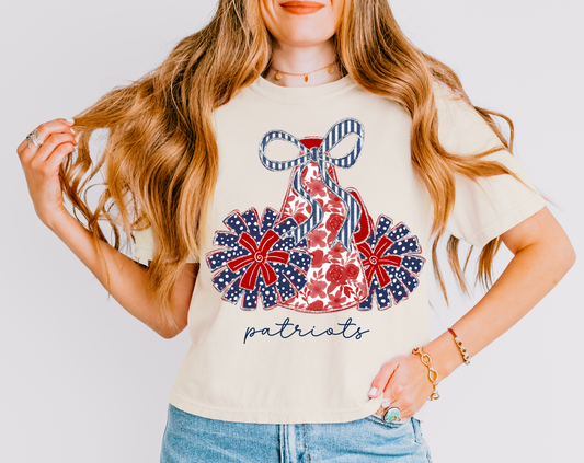 Boxy Cropped Patriots Cheer Shirt/  Patriots Shirt / Adult Sizes