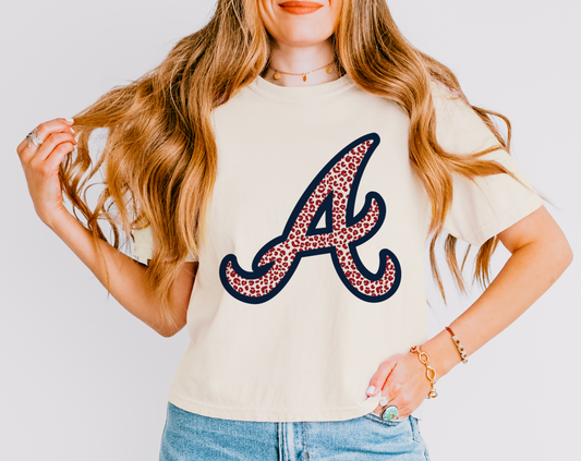 Atlanta A Baseball Crop Tee - Comfort Colors/ Adult Sizes