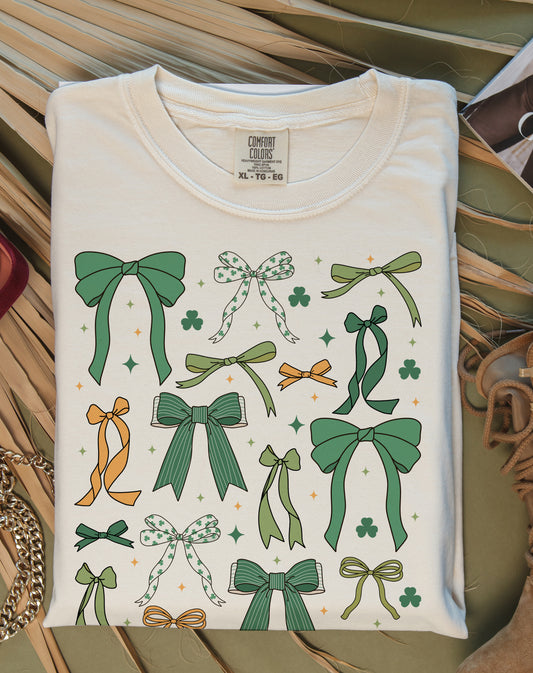 Ivory Comfort Colors or Bella St. Patricks Day Bows Shirt/Toddler, Youth and Adult Sizes / St Patty's Day