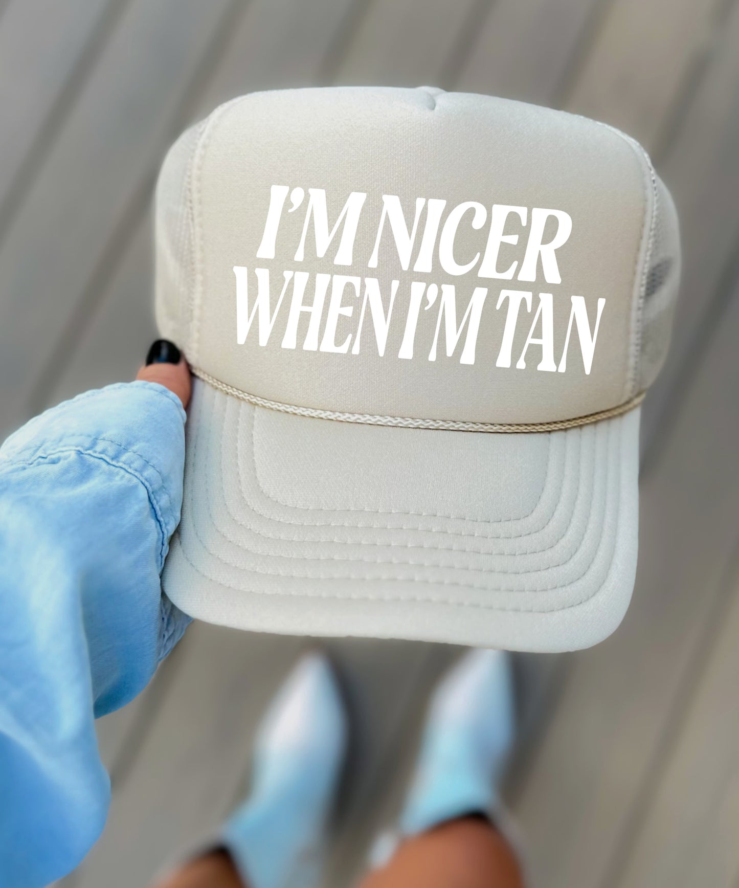 I'm Nicer When I'm Tan Funny Trucker Hat/ Summer Trucker Hats/ Pool Hats / Vacation Trucker Hat