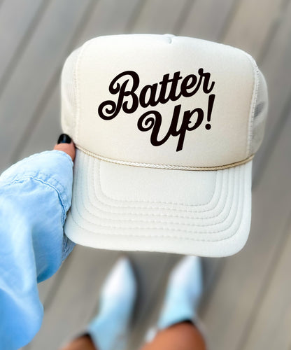 Batter Up Baseball Trucker Hat/ Funny Gifts for Her/ Baseball Mom Hats/ Multiple Colors