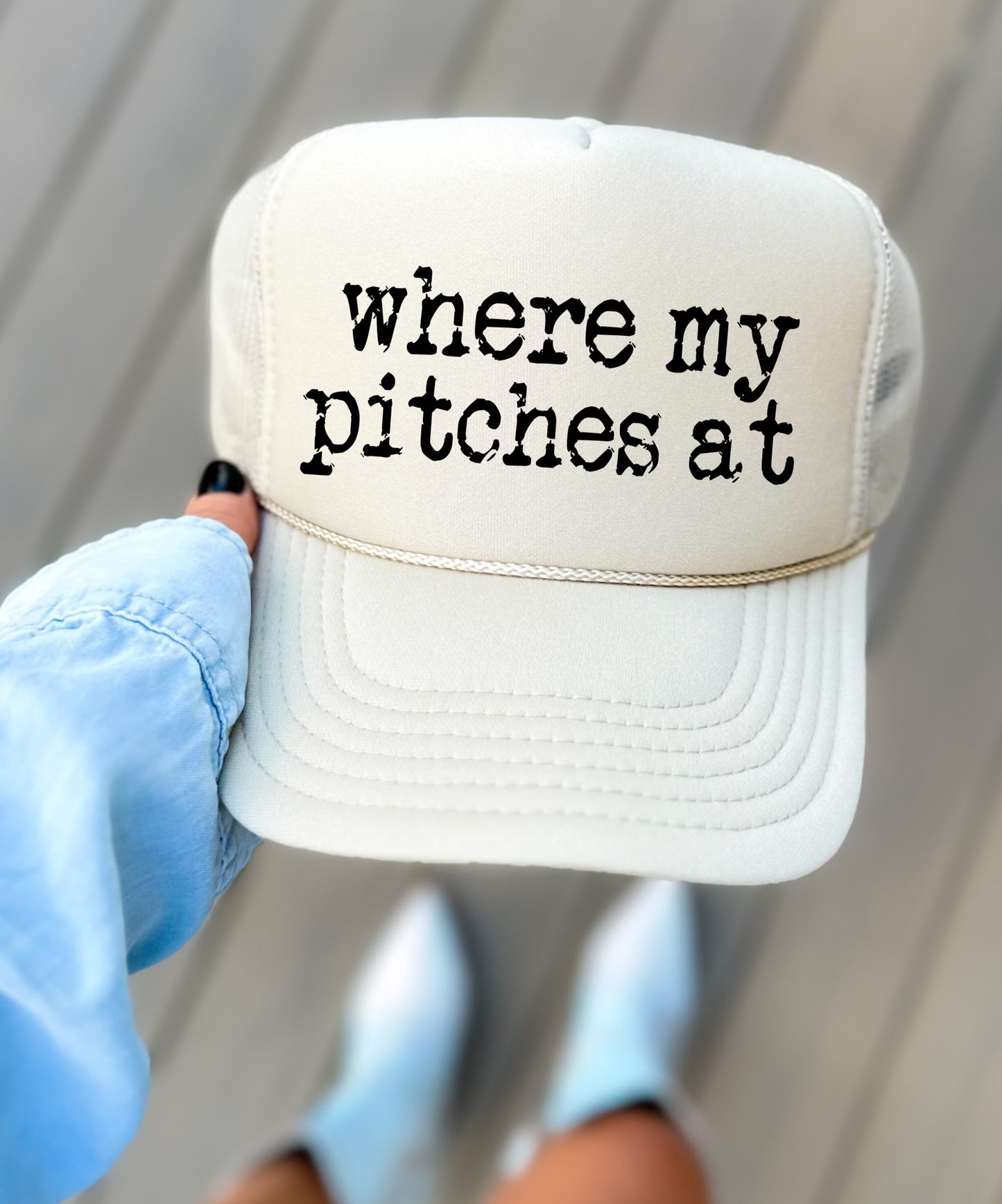 Where My Pitches At Baseball Trucker Hat/ Funny Gifts for Her/ Baseball Mom Hats/ Multiple Colors