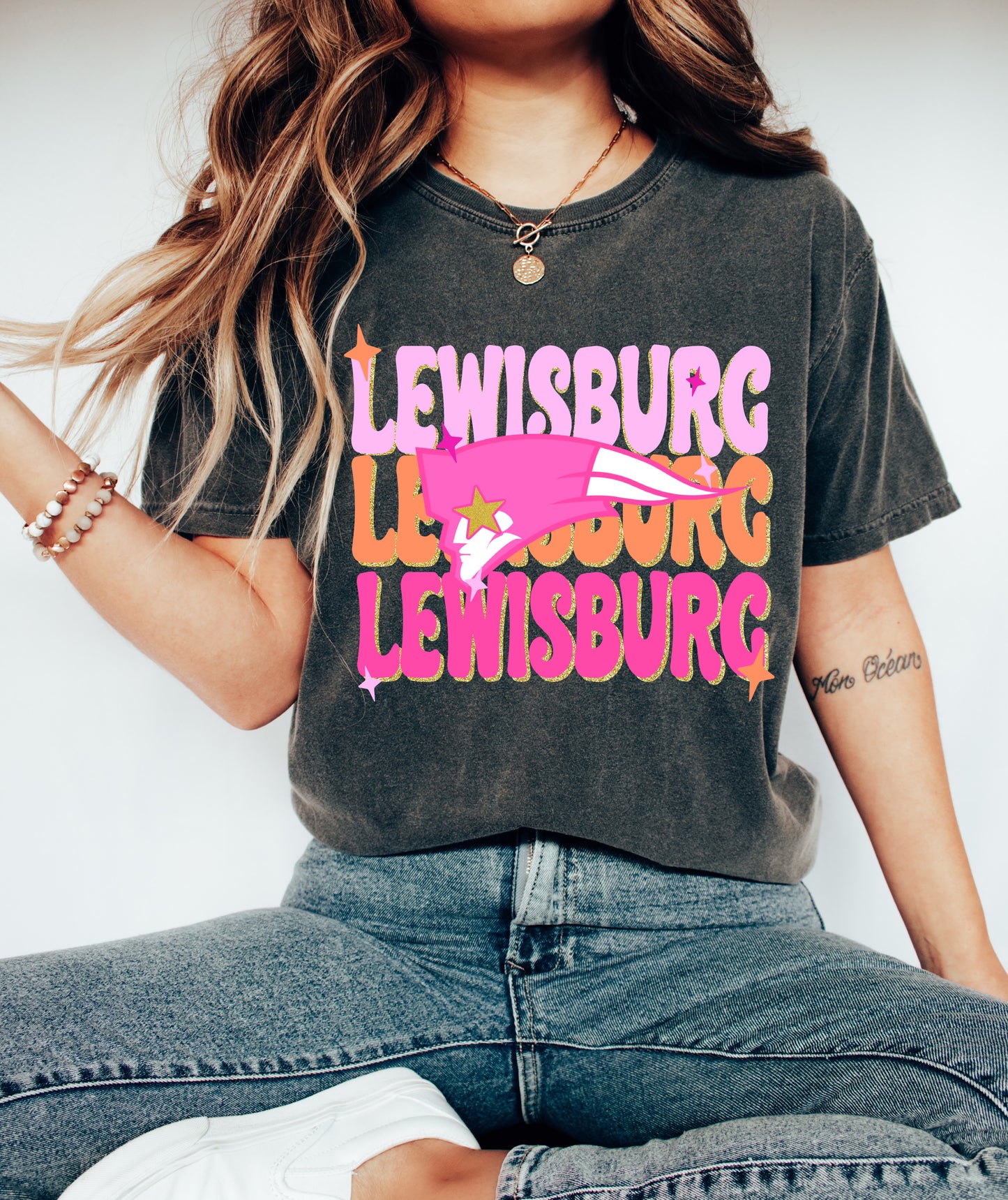Comfort Colors Lewisburg Retro Pink Unisex Shirt / Youth and Adult Sizes/ Lewisburg -Desoto County Schools /Lewisburg Patriots Mississippi School Shirt
