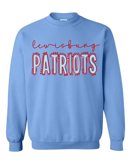 Lewisburg Patriots Dot Font Unisex Sweatshirt Youth and Adult Sizes/ Lewisburg -Desoto County Schools / Mississippi School Shirt