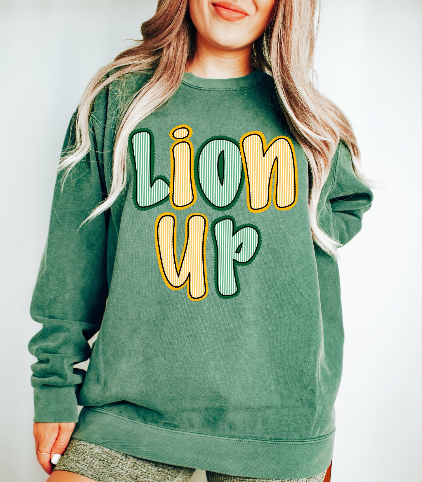 Comfort Colors Lion Up Sweatshirt/ Seersucker Print/ SLU/ Southeastern Sweatshirt