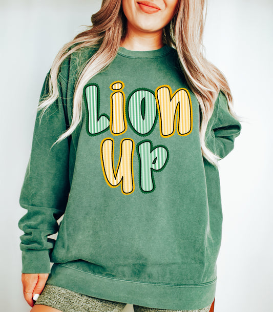 Comfort Colors Lion Up Sweatshirt/ Seersucker Print/ SLU/ Southeastern Sweatshirt