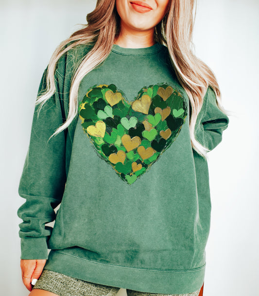 Comfort Colors or Gildan Green St. Patricks Day  Heart Sweatshirt/ Adult Sizes / St Patty's Day