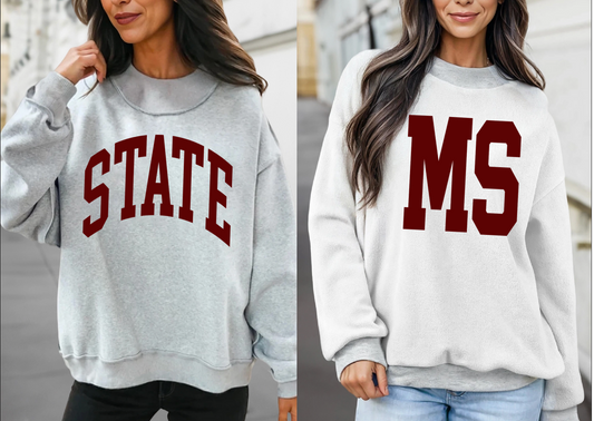 REVERSIBLE Mock Neck Sweatshirt - Miss St Completely Customizable/ Game Day Reversible Sweatshirts