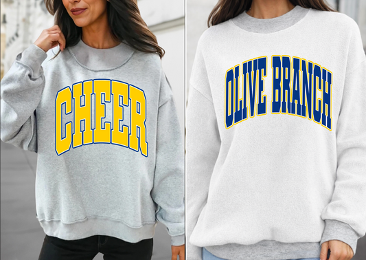 REVERSIBLE School Spirit  Olive Branch Cheer Mock Neck Sweatshirt - Completely Customizable/ Game Day Reversible Sweatshirts