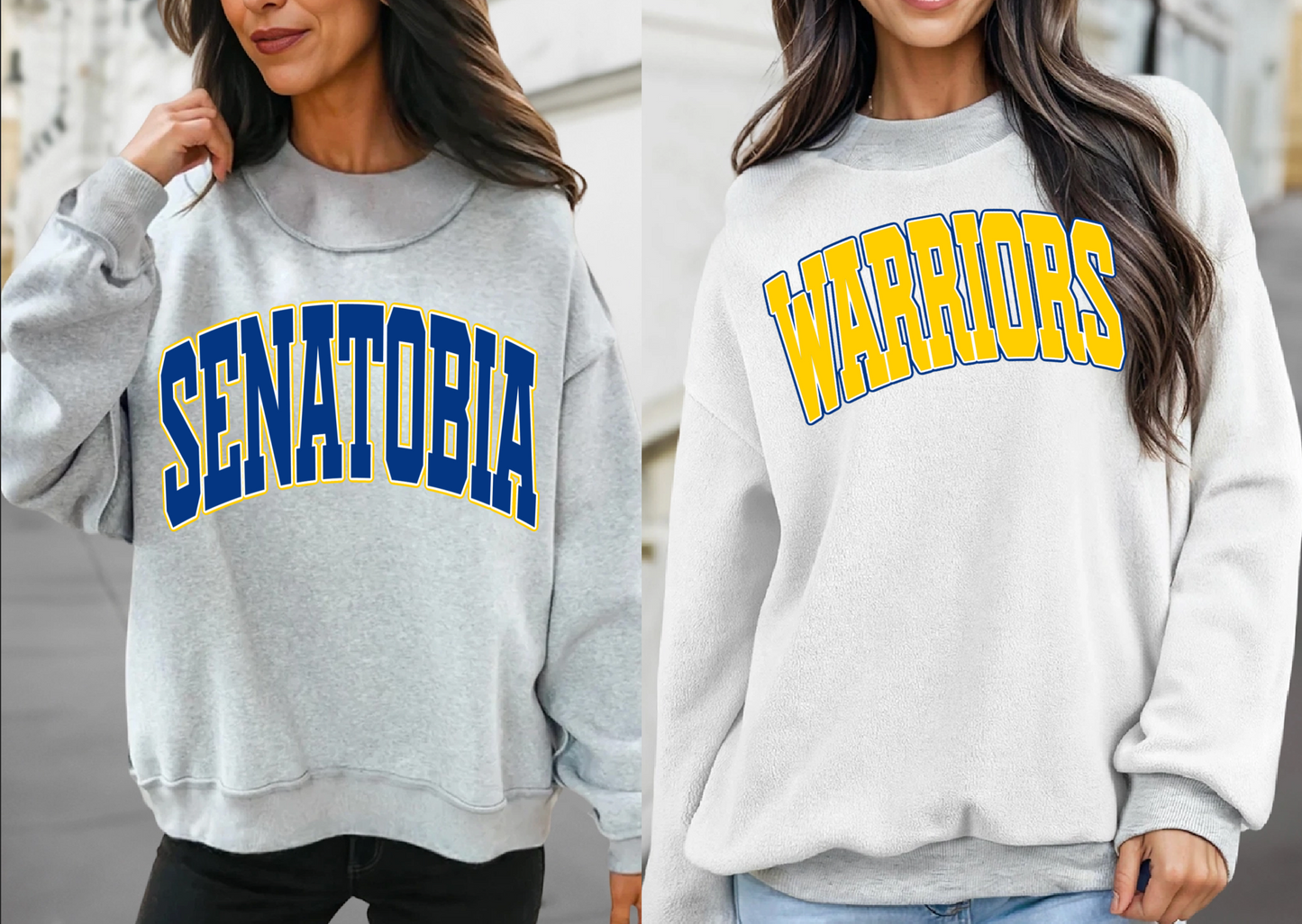 REVERSIBLE School Spirit Senatobia Warriors Mock Neck Sweatshirt - Completely Customizable/ Game Day Reversible Sweatshirts