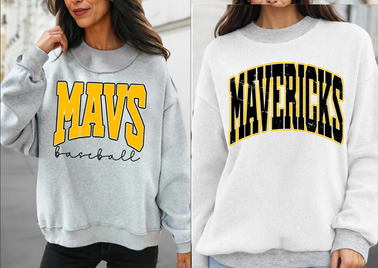 REVERSIBLE School Mavs Baseball Cheer Mock Neck Sweatshirt - Completely Customizable/ Game Day Reversible Sweatshirts