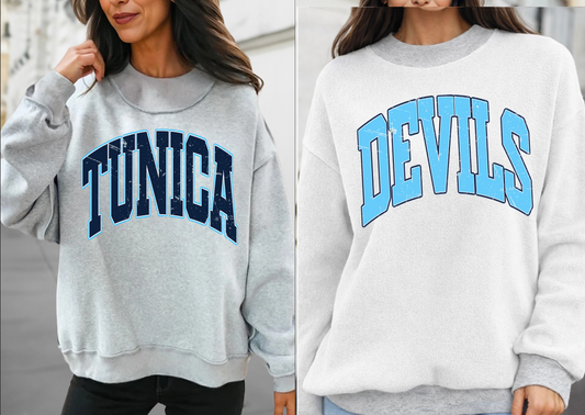 REVERSIBLE School Tunica Academy Blue Devils Mock Neck Sweatshirt - Completely Customizable/ Game Day Reversible Sweatshirts