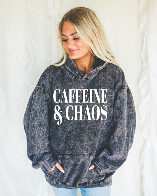 Caffeine and Chaos Acid Washed Hoodie