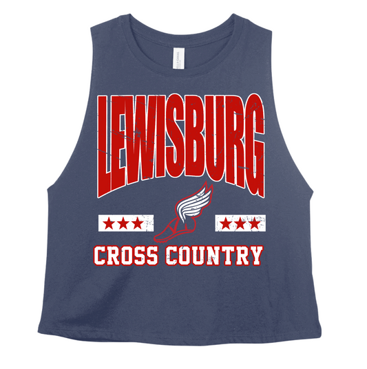 Navy Lewisburg Cross Country Crop - School and Colors Can Be Edited