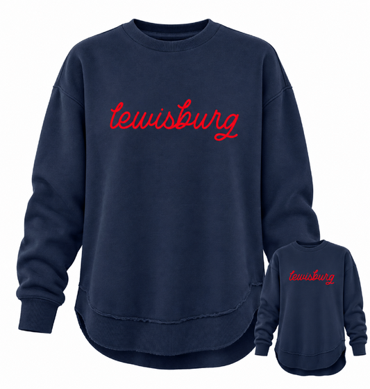Boutique High Low Quality Sweatshirt/ Lewisburg Script Sweater
