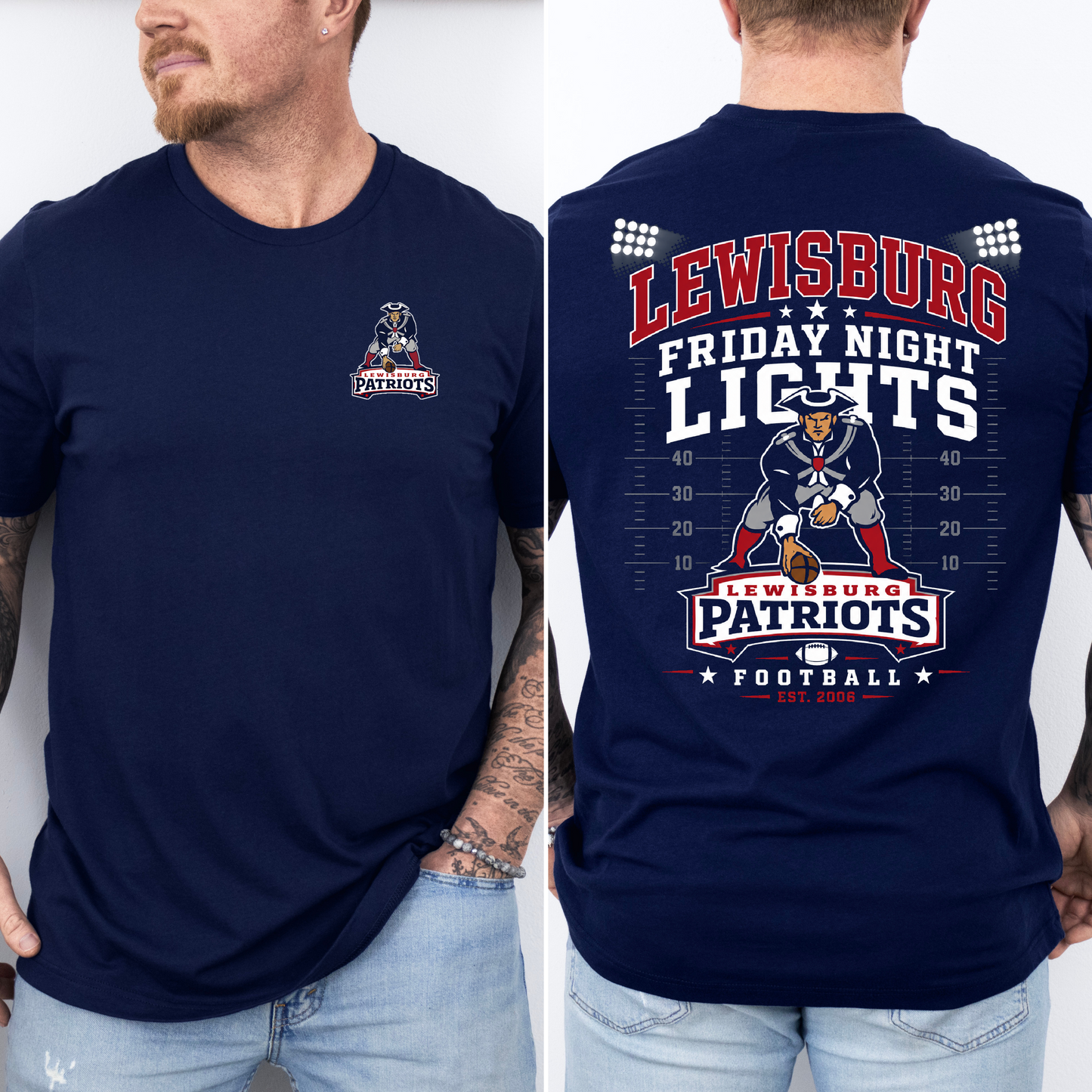 Comfort Colors Lewisburg Patriots Friday Night Lights Football Game Day Tee/ Lewisburg Patriots/ Youth and Adult Sizes - Football Shirt