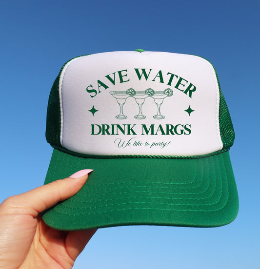 Save Water Drink Margs Trucker Cap/ Cinco De Mayo Hat/ Vacation Hat