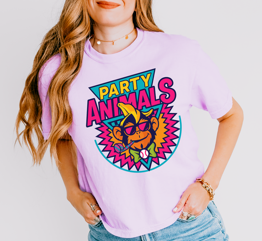 Boxy Comfort Colors CROPPED Party Animals Baseball Shirt/  Adult Sizes