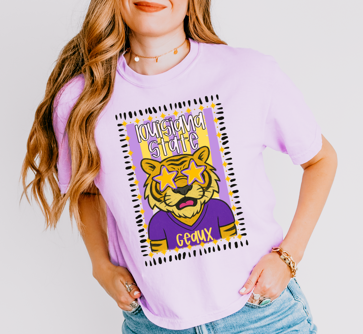Comfort Colors Boxy Crop Let's Geaux Tigers Shirt/ LSU Shirt