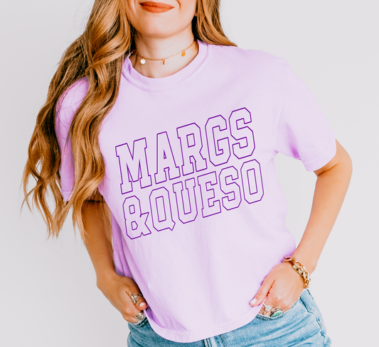 Cropped Comfort Colors  Margs and Queso Tee/ Cinco De Mayo/ Margs/ Vacation Shirt