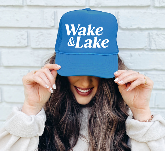 Wake and Lake Trucker Hat/ Funny Trucker Hat/ Funny Trucker Hats/Lake Day Hat /Multiple Colors