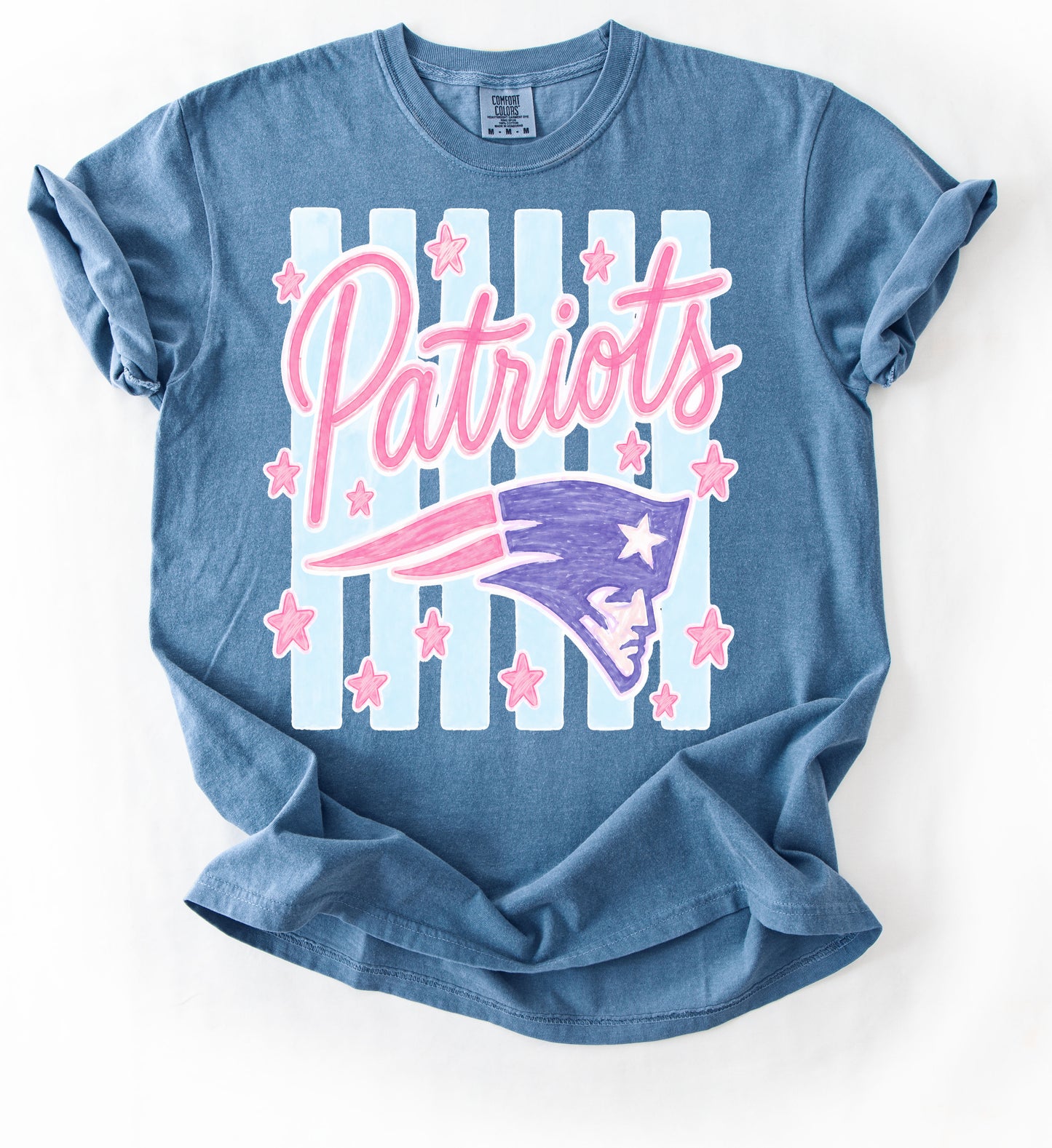 Comfort Colors Striped Patriots Shirt - Youth and Adult Sizes