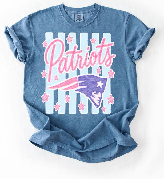 Comfort Colors Striped Patriots Shirt - Youth and Adult Sizes