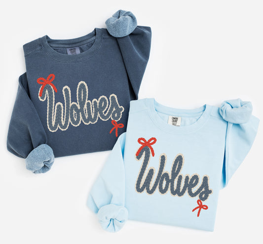 Wolves Comfort Color Brand Faux Yarn Sweatshirt/ Adult Sizes - Youth Sizes will be Gildan Brand