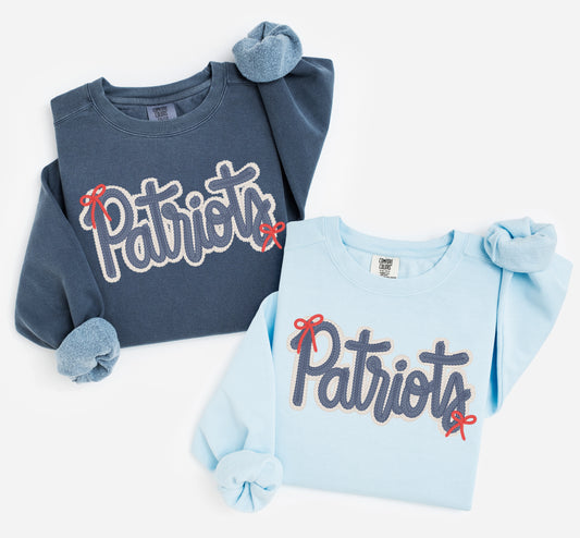 Patriots Comfort Color Brand Faux Yarn Sweatshirt/ Adult Sizes