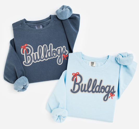 Bulldogs Comfort Color Brand Faux Yarn Sweatshirt/ Adult Sizes - Youth Sizes will be Independent Trading