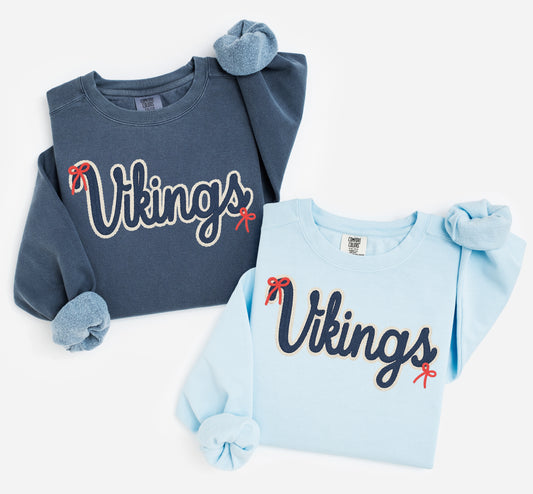 Vikings Comfort Color Brand Faux Yarn Sweatshirt/ Adult Sizes - Youth Sizes will be Independent Trading