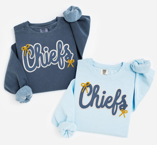 Chiefs Comfort Color Brand Faux Yarn Sweatshirt/ Adult Sizes - Youth Sizes will be Independent Trading