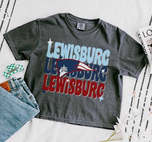 Cropped Comfort Colors Lewisburg Retro Shirt / Adult Sizes/ Lewisburg -Desoto County Schools /Lewisburg Patriots Mississippi School Shirt