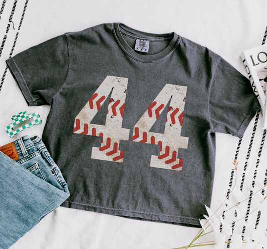 CROPPED Custom Comfort Colors Number Vintage Baseball Crop Tee - Baseball Mom Shirt with Number
