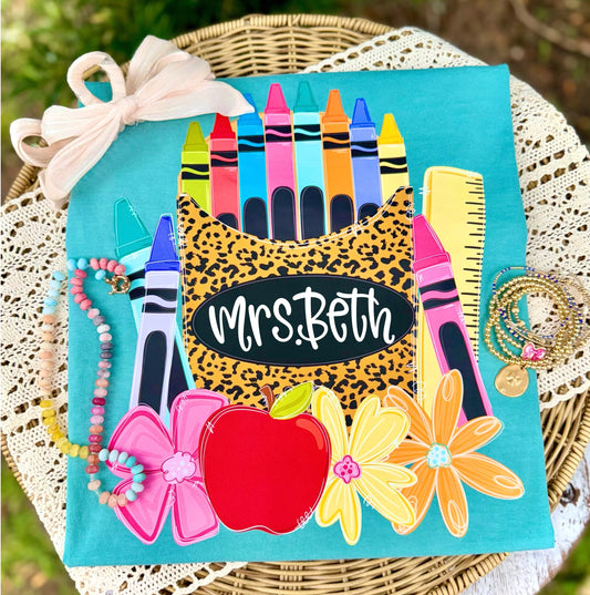 Custom Mrs/Miss/Ms -Personalized Teacher Shirt/ MULTIPLE COLOR OPTIONS/ Custom Comfort Colors or Bella Canvas - Mrs. Teacher Name Tee/ Teacher Gifts/ Teacher Team Shirts